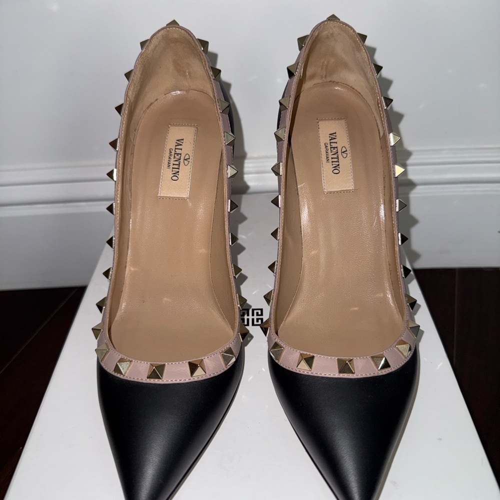 Valentino Black and Nude Rockstud Heels